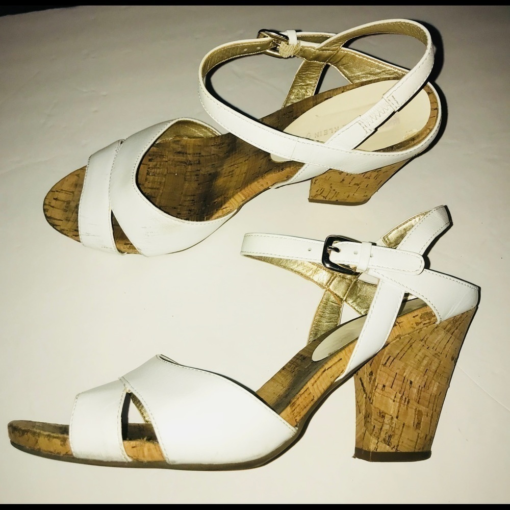 AK Anne Klein Iflex Cork Heel White Slingback Shoe - Picture 5 of 7